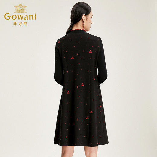 乔万尼流行羊毛裙子秋冬简约大气打底裙中长款连衣裙长袖女EN4E710 商品图3