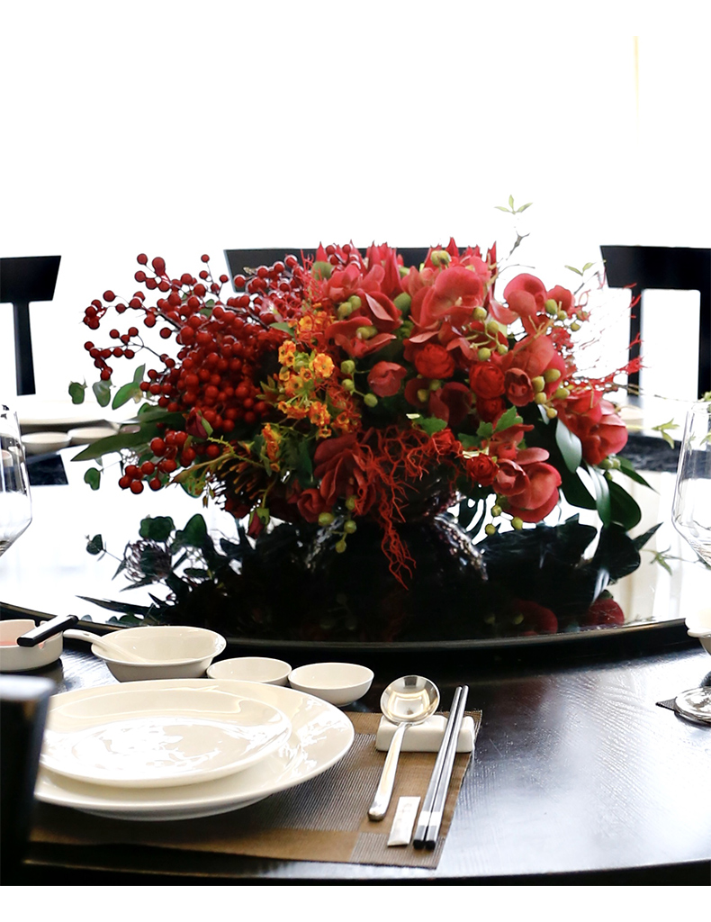 餐桌花新中式欧式美式桌面餐厅仿真花假花酒店大圆桌中间高档现代