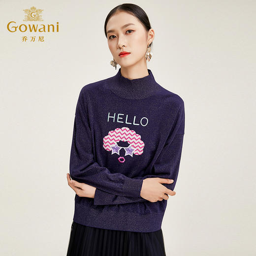 乔万尼羊毛衫女秋冬半高领宽松长袖上衣针织打底衫毛衣EN4M802 商品图2