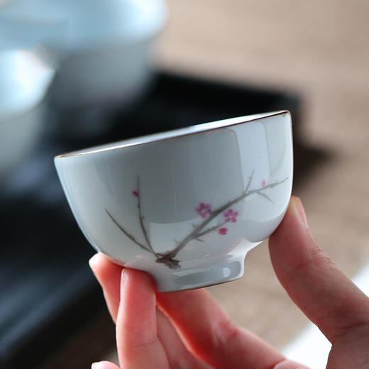 官窑釉主人杯单杯（兰花款） 商品图2
