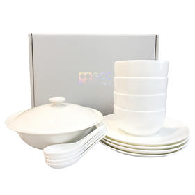 高淳陶瓷 餐具套装 骨质白瓷 碗盘子勺子厨房套件 13件