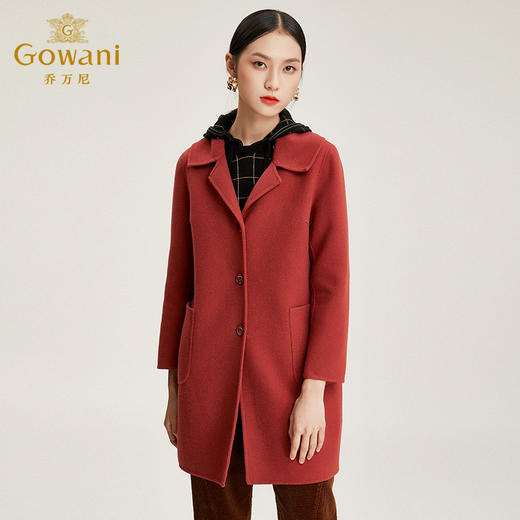 【羊绒】乔万尼秋冬毛呢大衣休闲外套单排扣上衣宽松羊毛双面呢EN4A730 商品图1