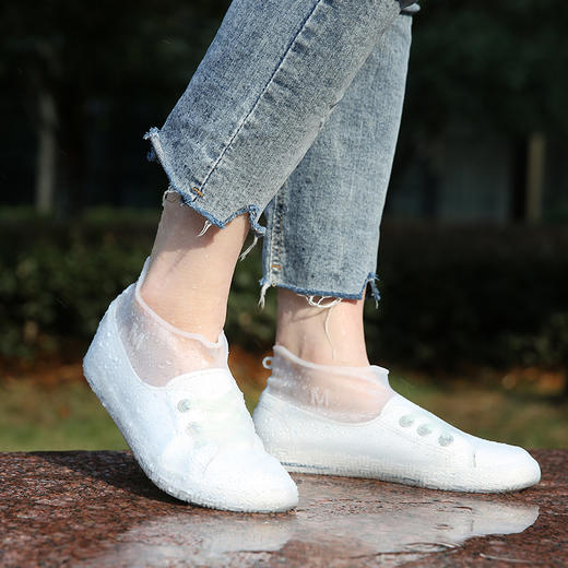 FaSoLa 轻便硅胶雨鞋套透明雨鞋女士便携低帮短筒男时尚套鞋 商品图2