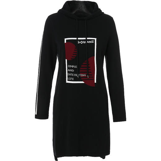 乔万尼套头毛衫针织打底衫女秋冬长袖连帽上衣中长款EN4M813 商品图4