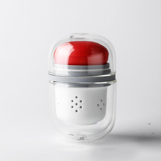 玻璃快客杯.便携收纳茶杯过滤泡茶器（红色款） 商品图0