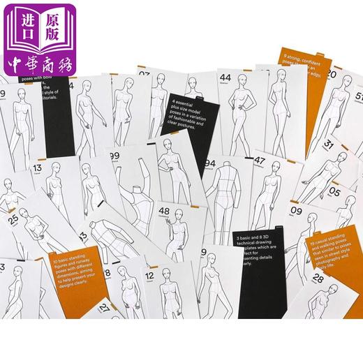 【中商原版】Fashionary 时尚姿势插画合集	英文原版	Poses For Fashion Illustration (Card Box 商品图5
