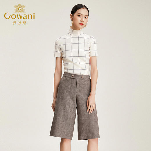 乔万尼秋冬裤子复古休闲高腰裤宽松直筒七分毛呢阔腿裤女EN4F825 商品图1