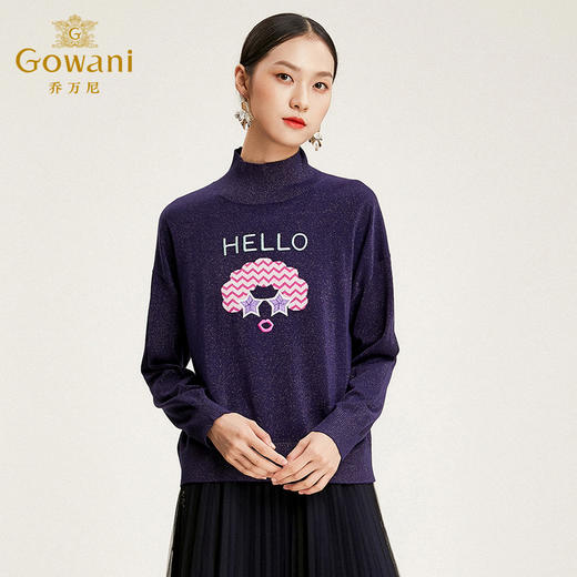 乔万尼羊毛衫女秋冬半高领宽松长袖上衣针织打底衫毛衣EN4M802 商品图1