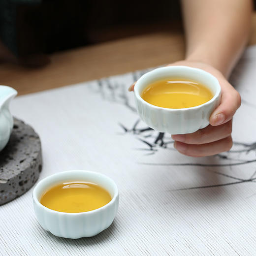 影青瓷快客杯一壶二杯.莲台南瓜款 商品图4