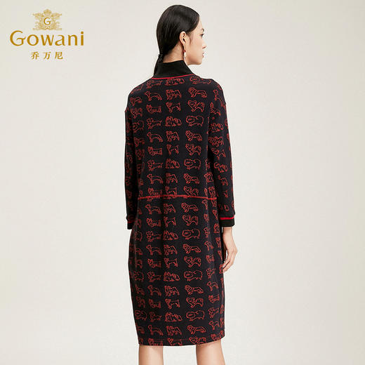 乔万尼连衣裙秋冬流行修身显瘦高领羊毛连衣裙女中长款EN4E700 商品图3