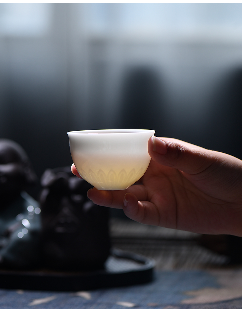 功夫茶杯景德镇陶瓷茶具单个小茶碗品茗杯茶盏闻香杯子主人杯单杯