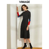 VIMAGE纬漫纪秋新品时尚撞色半高领针织衫优雅气质连衣裙女V1201802 商品缩略图1