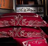 【婚庆套件】。美式大红婚庆全棉四件套1.8M刺绣欧式结婚床上家纺 商品缩略图2
