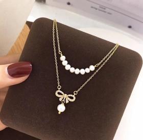 【美妆饰品】双层蝴蝶结项链