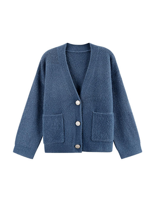 金蘑菇菇 棉花糖开衫 简约宽松慵懒羊毛长袖针织外搭女特价不退不换 商品图4