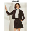 VIMAGE纬漫纪女装秋冬新品时尚翻领复古灯芯绒单排扣短外套V1203808 商品缩略图1