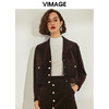 VIMAGE纬漫纪女装秋冬新品时尚翻领复古灯芯绒单排扣短外套V1203808 商品缩略图0