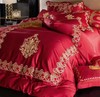 【婚庆套件】。中式婚庆床上用品 60S长绒棉刺绣大红宫廷风被套 商品缩略图2