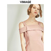VIMAGE纬漫纪女装甜美一字肩修身收腰开叉连衣裙显瘦V1207844 商品缩略图2