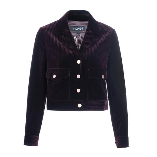 VIMAGE纬漫纪女装秋冬新品时尚翻领复古灯芯绒单排扣短外套V1203808 商品图4