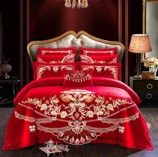 【婚庆套件】大红色全棉新婚庆结婚床上用品100S支四件套贡缎 商品图1