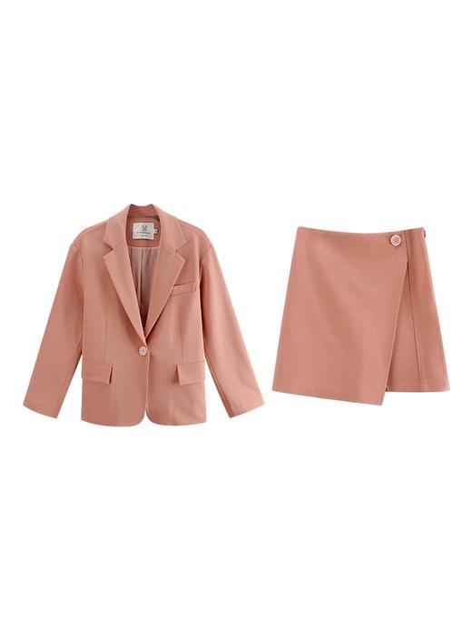 金蘑菇菇 3色敲美单排扣西装百搭气质洋气休闲显瘦外套半裙套装女 商品图4