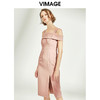 VIMAGE纬漫纪女装甜美一字肩修身收腰开叉连衣裙显瘦V1207844 商品缩略图3
