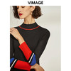 VIMAGE纬漫纪秋新品时尚撞色半高领针织衫优雅气质连衣裙女V1201802 商品缩略图2