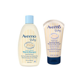 【组合套装】Aveeno Baby 艾维诺 婴儿保湿洗护套装 保湿霜深蓝141g&洗发沐浴二合一236mlJPY带授权招加盟代理