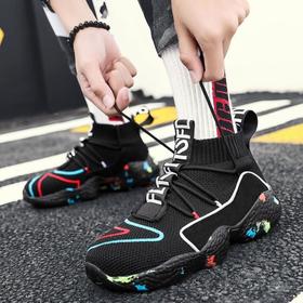 【网球鞋】运动潮鞋男中高帮加绒飞织休闲鞋增高嘻哈学生鞋