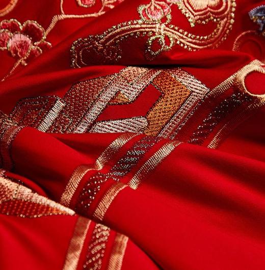 【婚庆套件】 60长绒棉全棉大红刺绣婚庆四件套床上用品 商品图3