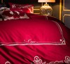 【婚庆套件】。美式大红婚庆全棉四件套1.8M刺绣欧式结婚床上家纺 商品缩略图1