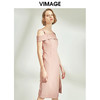 VIMAGE纬漫纪女装甜美一字肩修身收腰开叉连衣裙显瘦V1207844 商品缩略图1