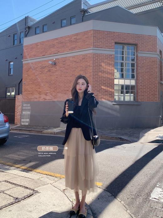 金蘑菇菇 小仙女的显瘦垂感蛋糕纱裙优雅ins超火的中长款半身裙 商品图0