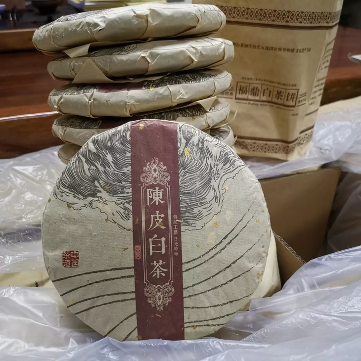 陈皮白茶好喝又健慷2013年福鼎荒野老白茶新会3年陈皮太姥山特级茶饼