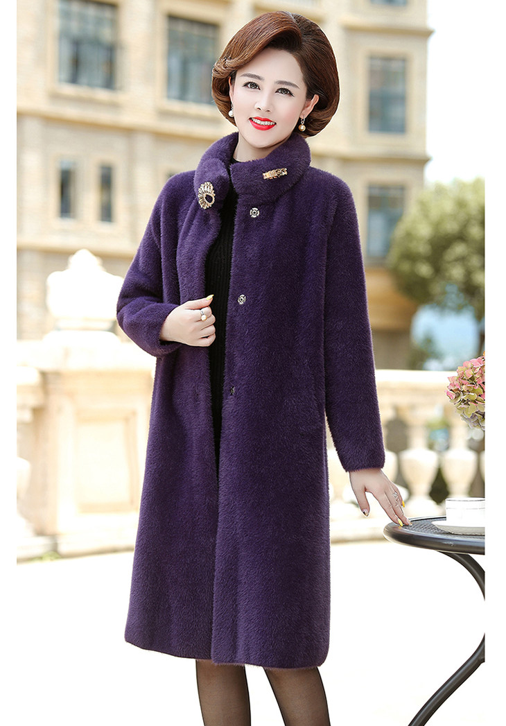 xx-77856 秋冬装水貂绒洋气金貂绒毛呢外套时尚阔太太大衣