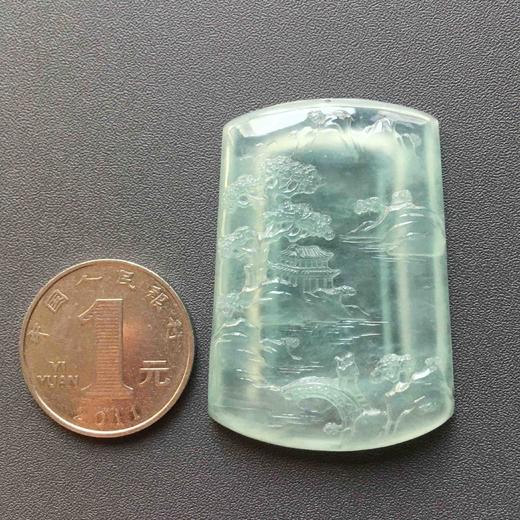 高冰种淡晴水翡翠山水雕牌 商品图5