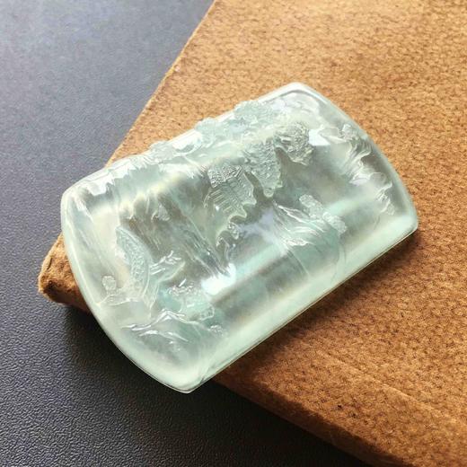 高冰种淡晴水翡翠山水雕牌 商品图2