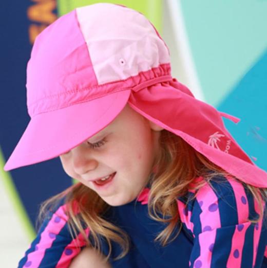 【泳帽】儿童泳帽带沿遮阳泳帽海边沙滩戏水儿童防晒防风弹力泳帽 商品图0