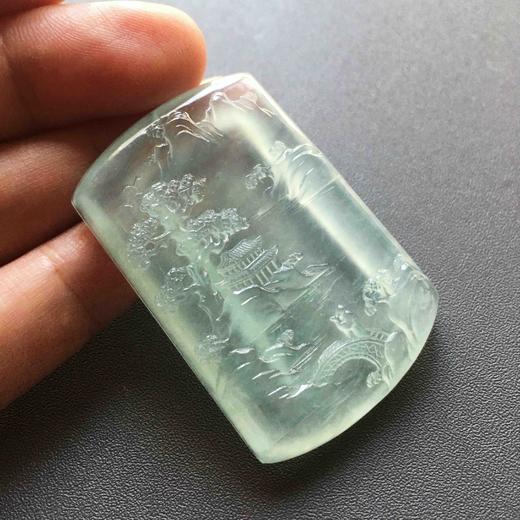 高冰种淡晴水翡翠山水雕牌 商品图7