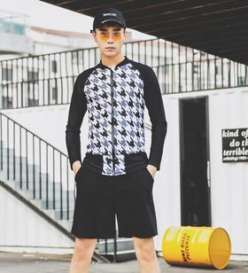 【泳衣】*新长袖分体沙滩裤男士游泳衣跑男防晒休闲泳装