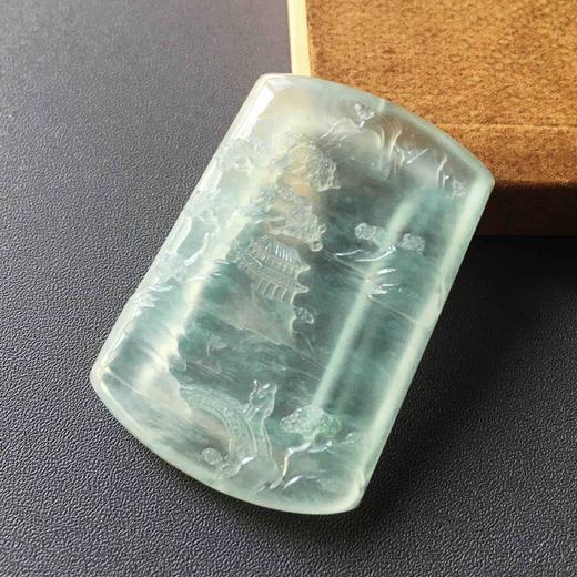 高冰种淡晴水翡翠山水雕牌 商品图3