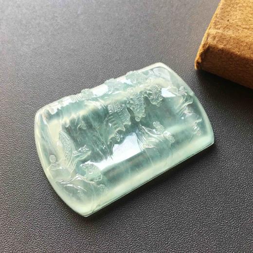 高冰种淡晴水翡翠山水雕牌 商品图4