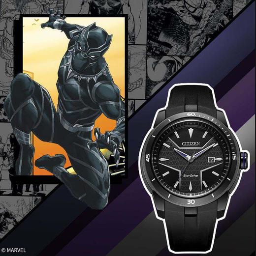 漫威正式7合1西铁城日本官方光动能漫威款男表AW1615-05W黑豹 商品图4