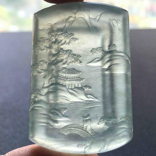 高冰种淡晴水翡翠山水雕牌 商品图8