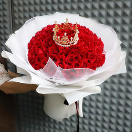 99朵52朵红玫瑰韩式花束皇冠玫瑰花束送女朋友老婆生日告白纪念日情人节感恩节圣诞节告白