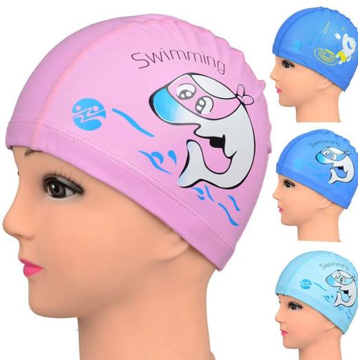 【运动装备】卡通印花宝宝儿童PU泳帽 男童女童通用 防水涂层不勒头 商品图0