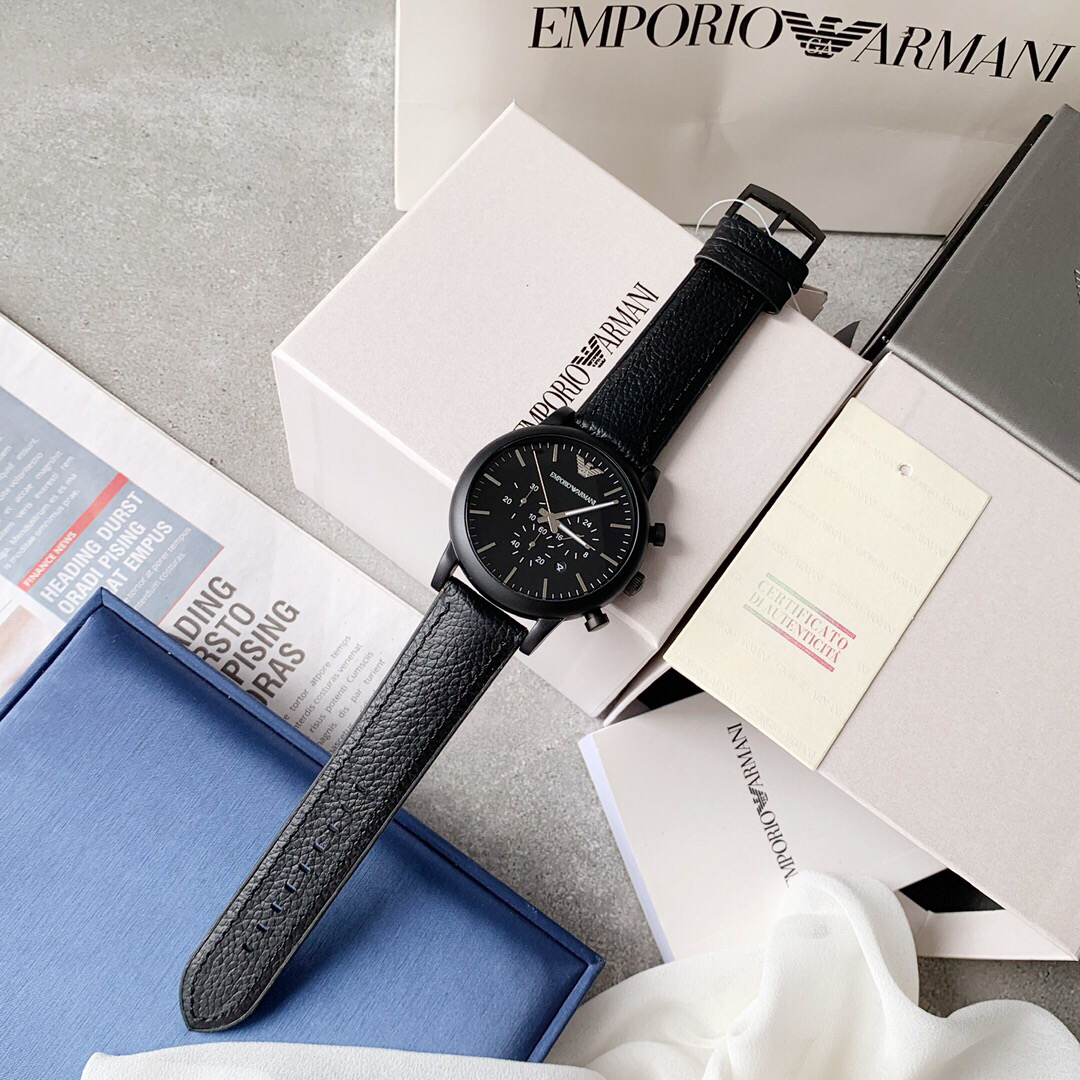 原单amani阿玛尼ar1970男表此款六针计时功能牛皮表带多功能表盘设计