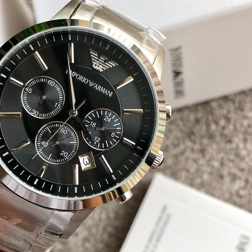 原单阿玛尼emporioarmani手表男士精钢表带经典时尚商务休闲银色圆形