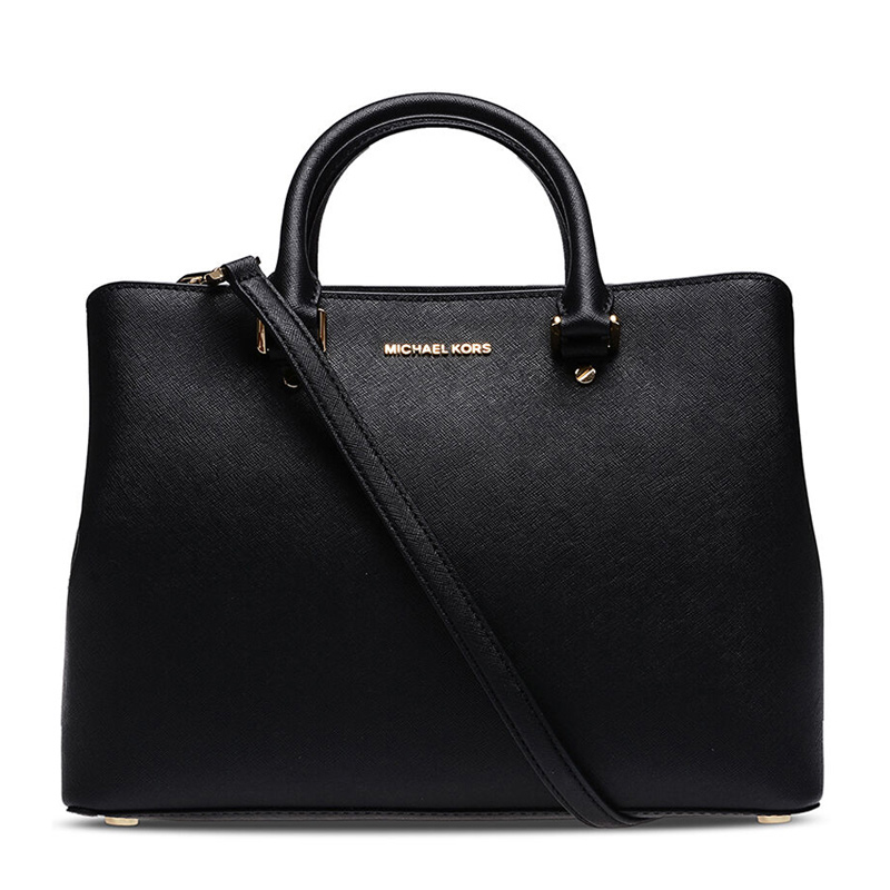 【香港直邮】Michael Kors 迈克·科尔斯 SAVANNAH系列黑色牛皮女士手提包 30S6GS7S3L-BlackJPY带授权招加盟代理